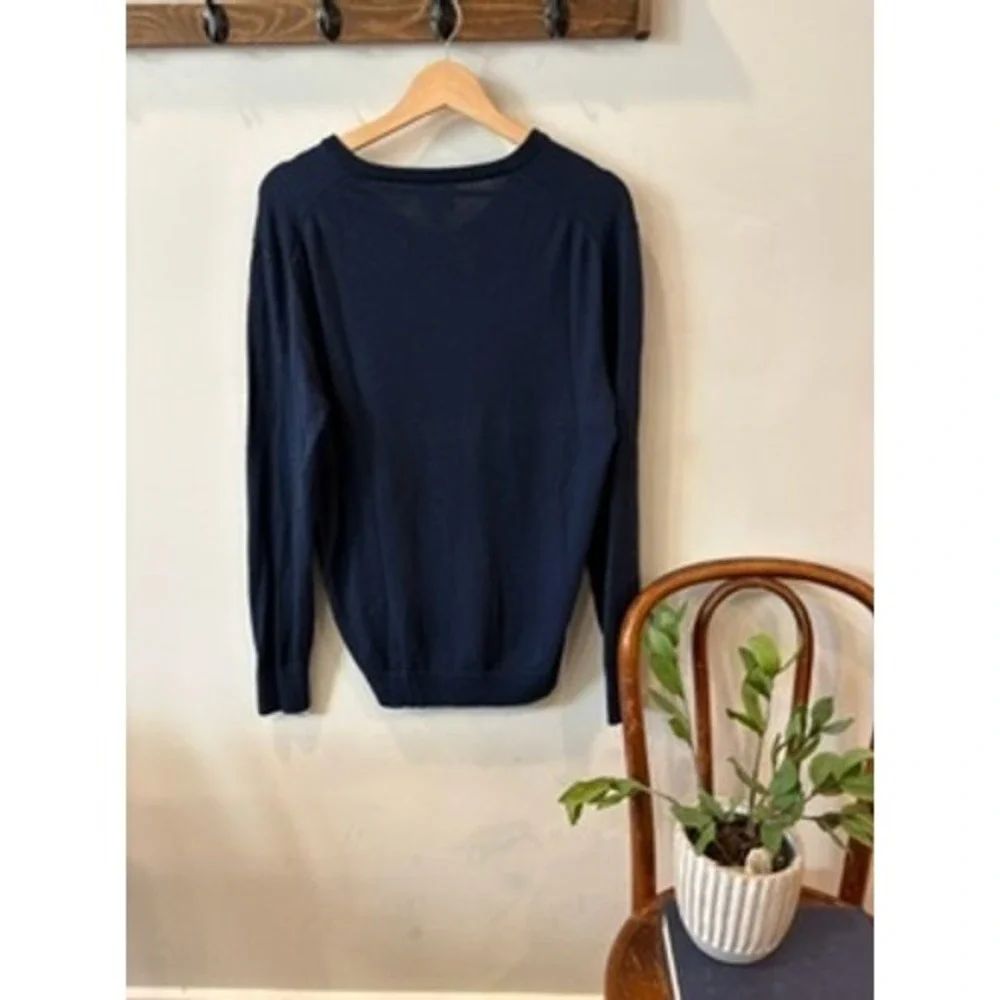 J.Crew Navy Blue 100% Merino Wool V-Neck Sweater
